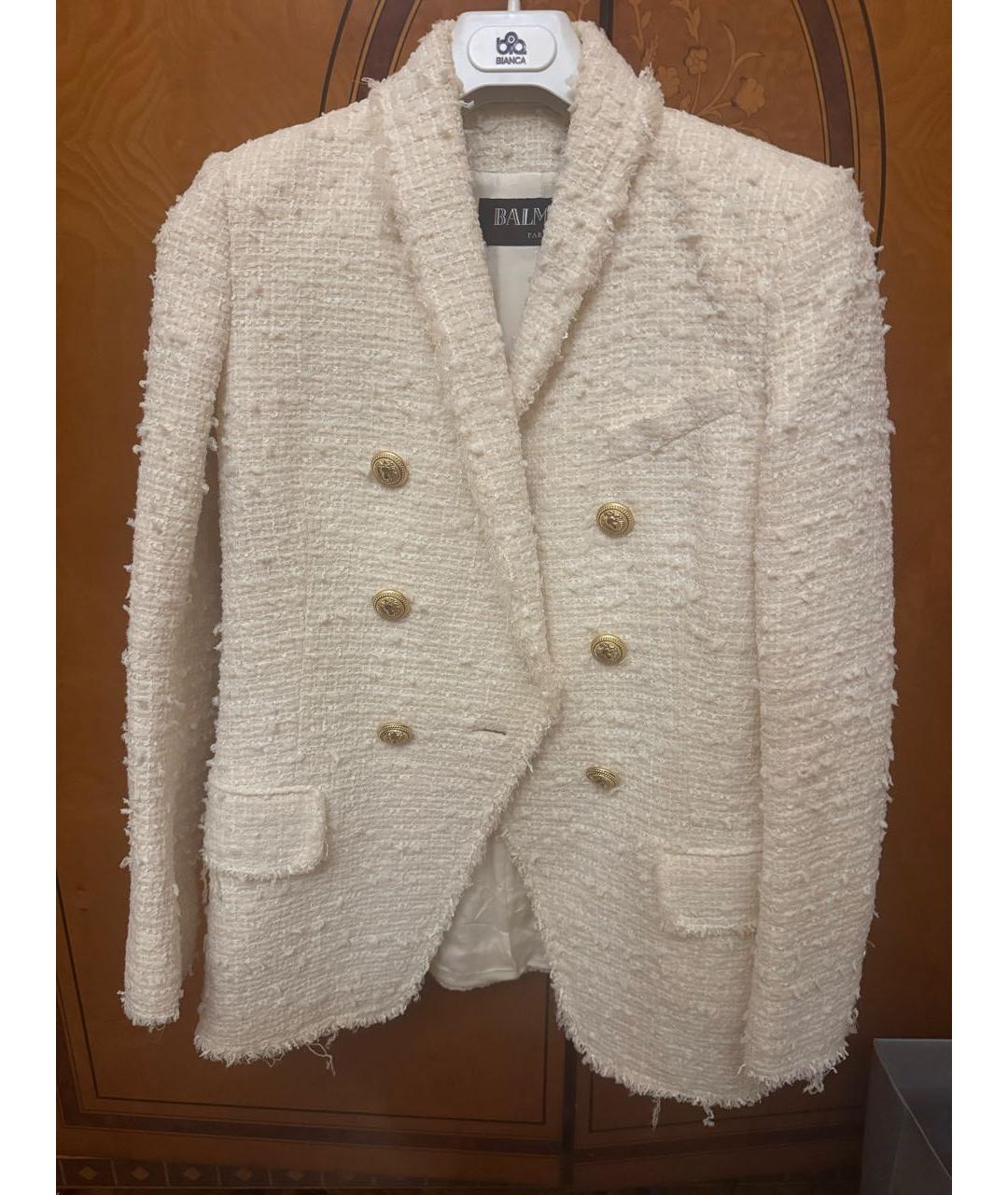 BALMAIN Белый твидовый жакет/пиджак, фото 4