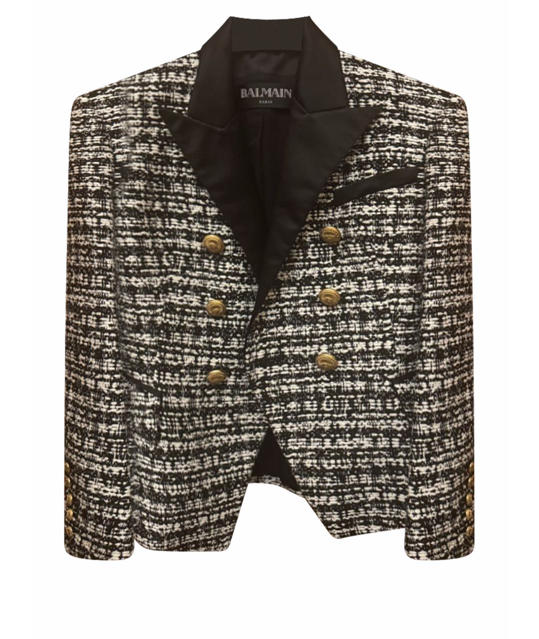 BALMAIN Черный твидовый жакет/пиджак, фото 1