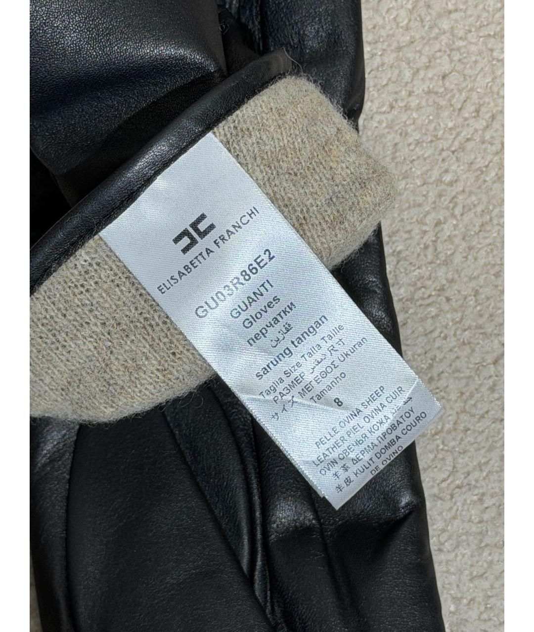ELISABETTA FRANCHI Черные кожаные перчатки, фото 6