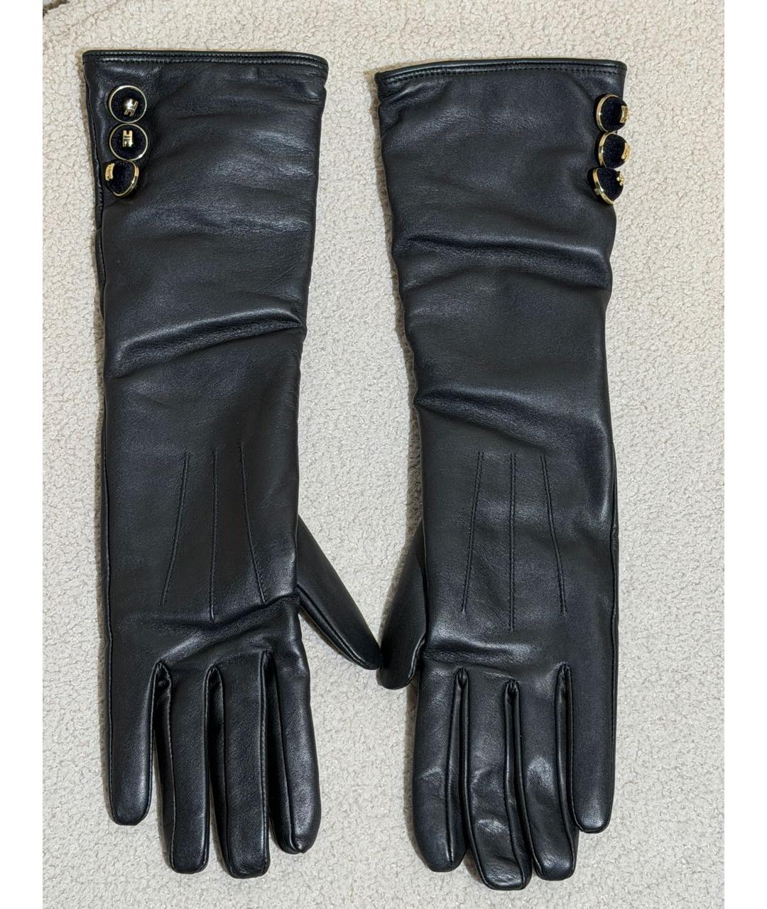 ELISABETTA FRANCHI Черные кожаные перчатки, фото 7