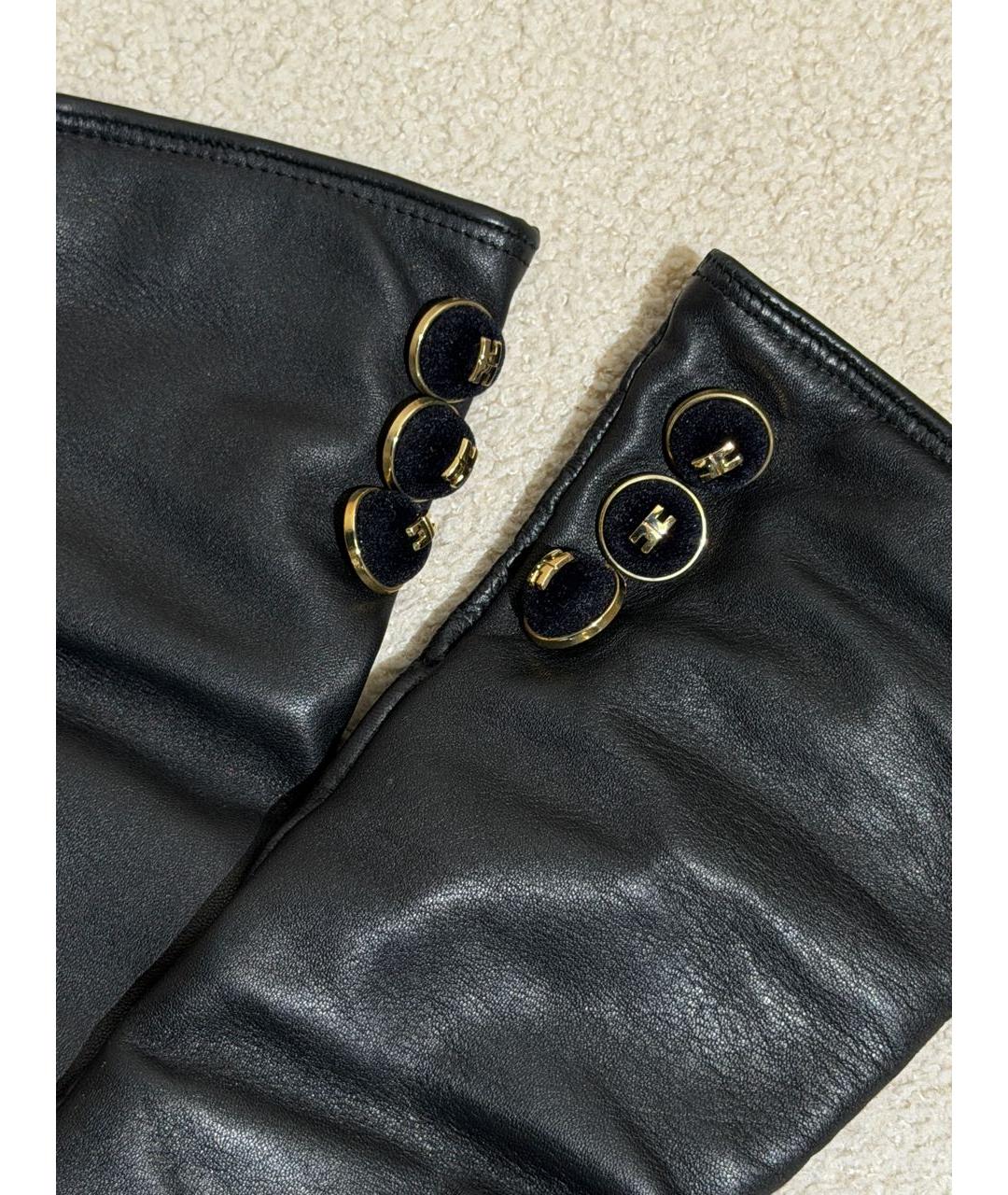 ELISABETTA FRANCHI Черные кожаные перчатки, фото 3