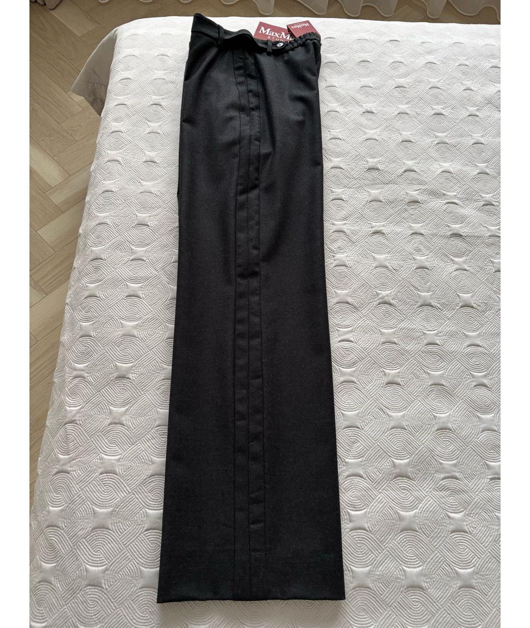 MAX MARA STUDIO Серые шерстяные брюки широкие, фото 3