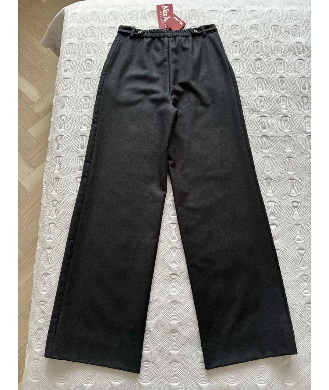 MAX MARA STUDIO Серые шерстяные брюки широкие, фото 2