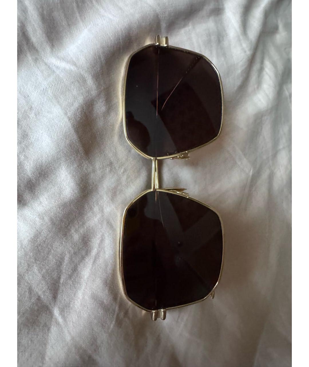 BOTTEGA VENETA Золотые металлические солнцезащитные очки, фото 3