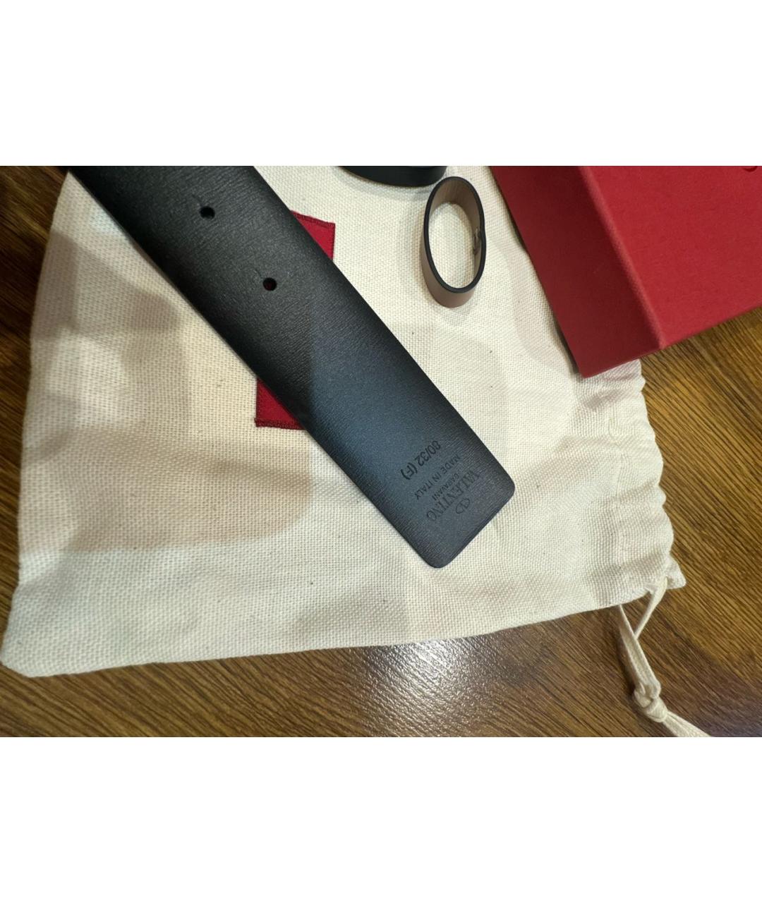 VALENTINO Черный кожаный ремень, фото 3