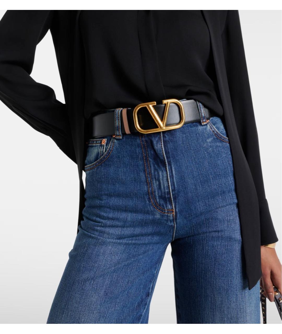 VALENTINO Черный кожаный ремень, фото 5