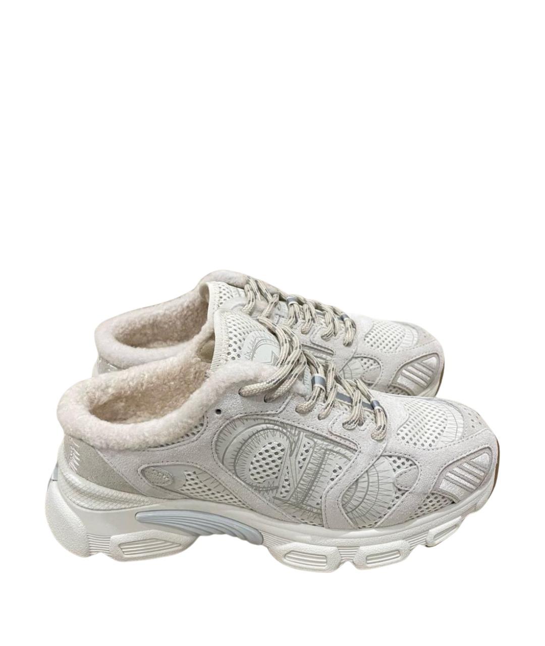 CHRISTIAN DIOR Бежевые замшевые кроссовки, фото 1