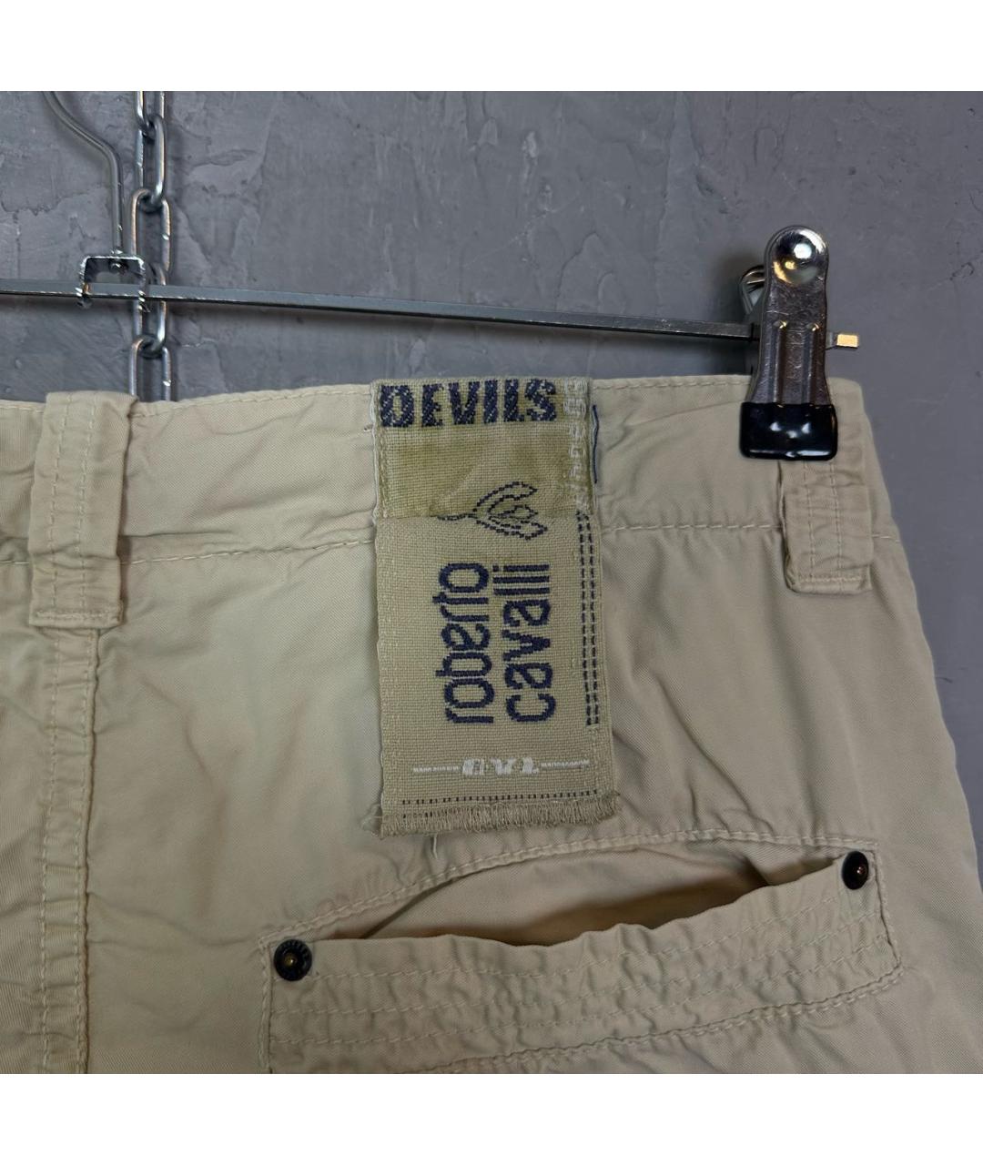 ROBERTO CAVALLI Бежевые хлопковые бриджи, фото 3