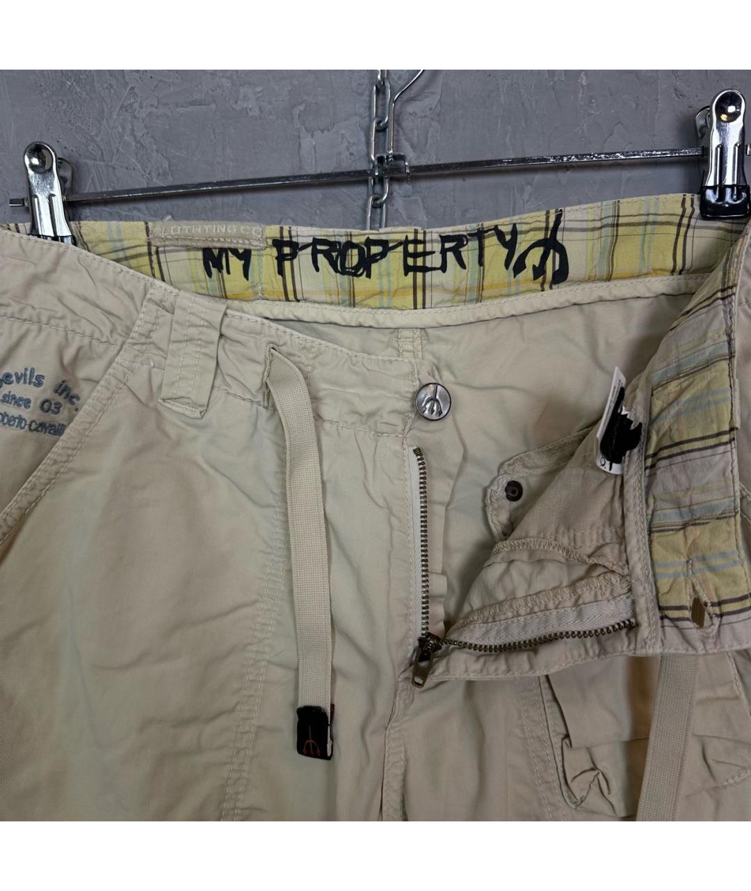 ROBERTO CAVALLI Бежевые хлопковые бриджи, фото 6