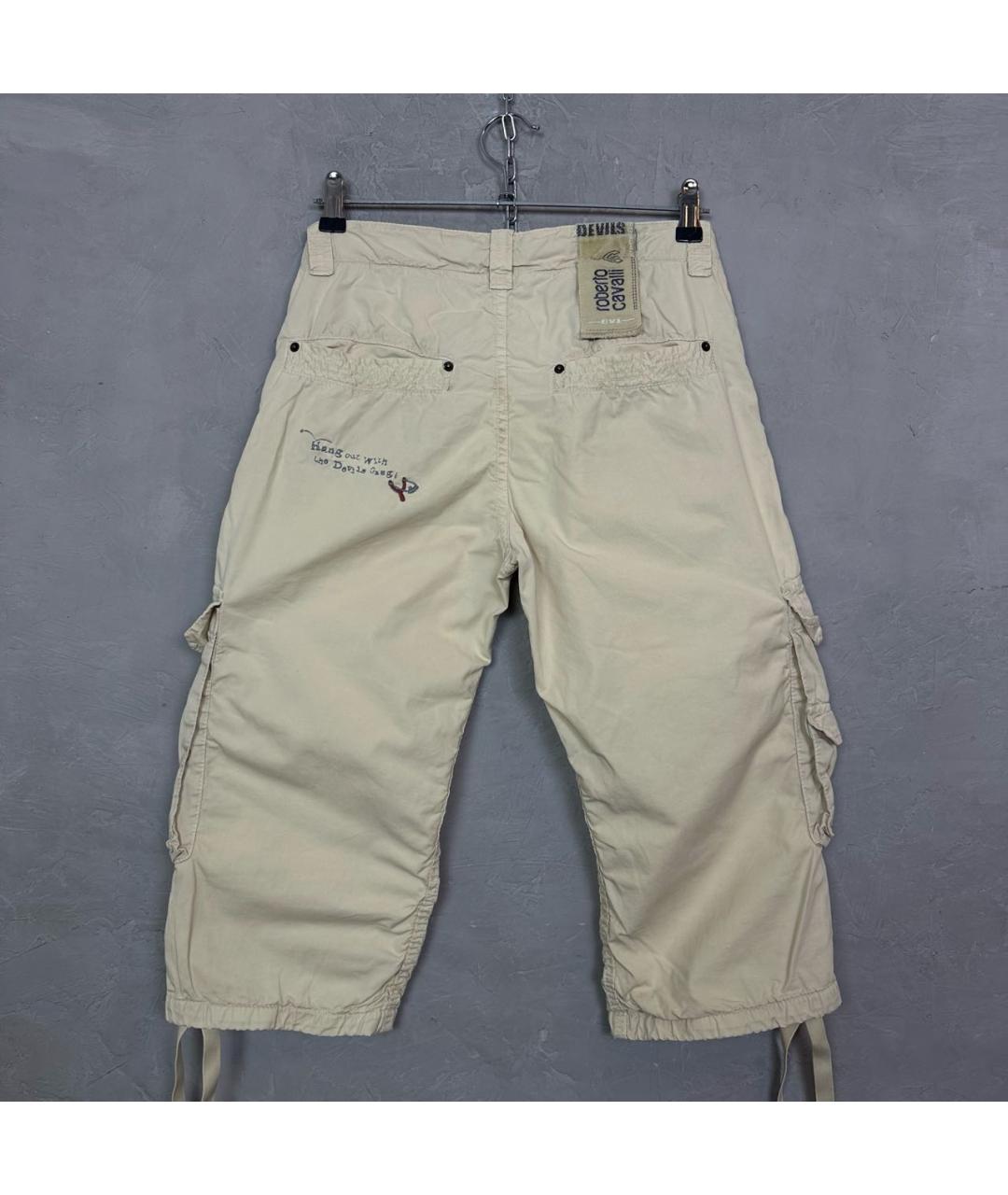 ROBERTO CAVALLI Бежевые хлопковые бриджи, фото 2