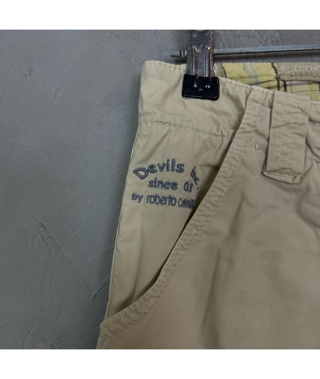 ROBERTO CAVALLI Бежевые хлопковые бриджи, фото 5