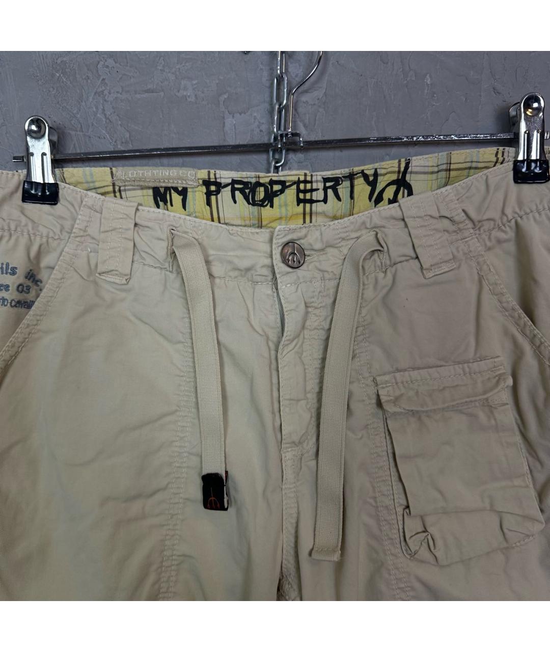 ROBERTO CAVALLI Бежевые хлопковые бриджи, фото 7