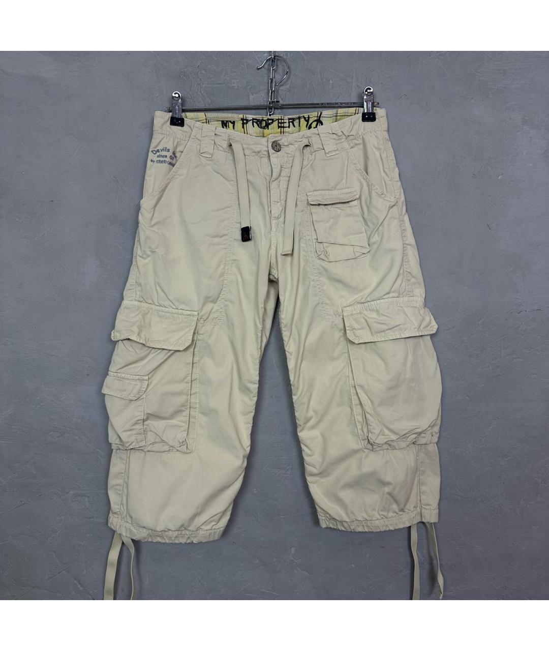 ROBERTO CAVALLI Бежевые хлопковые бриджи, фото 9