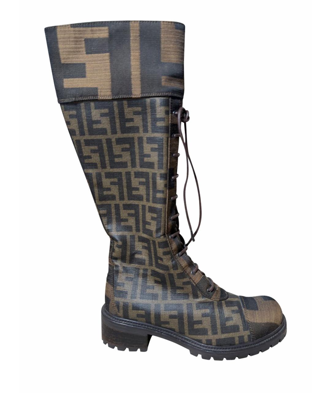 FENDI Коричневые сапоги, фото 1