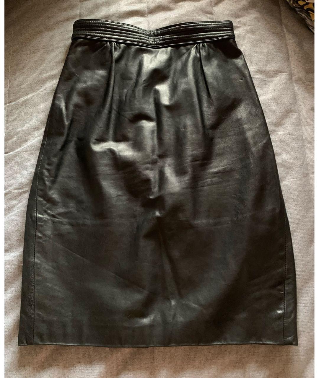 DSQUARED2 Черная кожаная юбка миди, фото 9