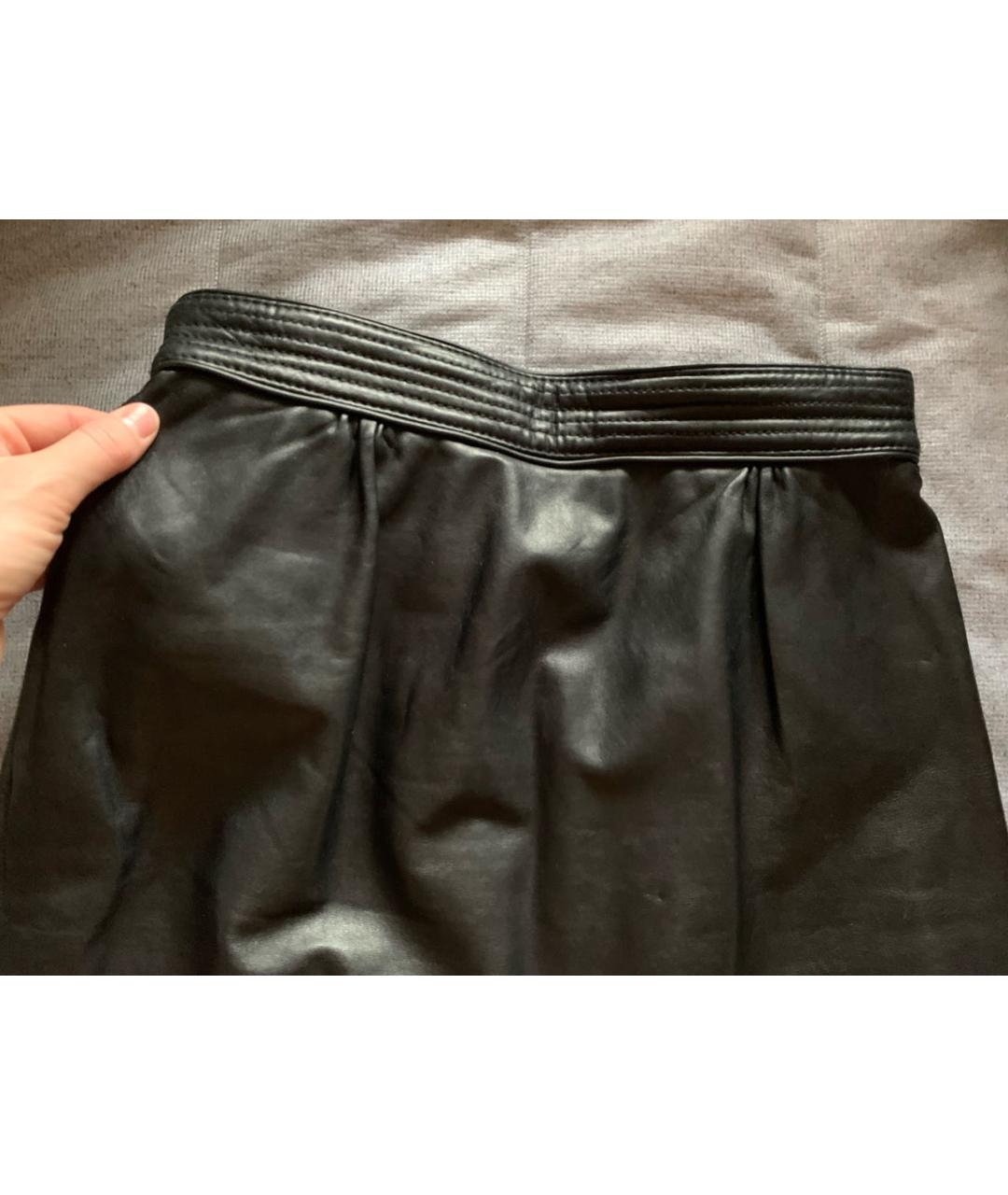 DSQUARED2 Черная кожаная юбка миди, фото 6