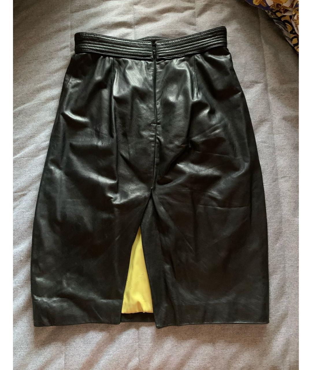 DSQUARED2 Черная кожаная юбка миди, фото 2