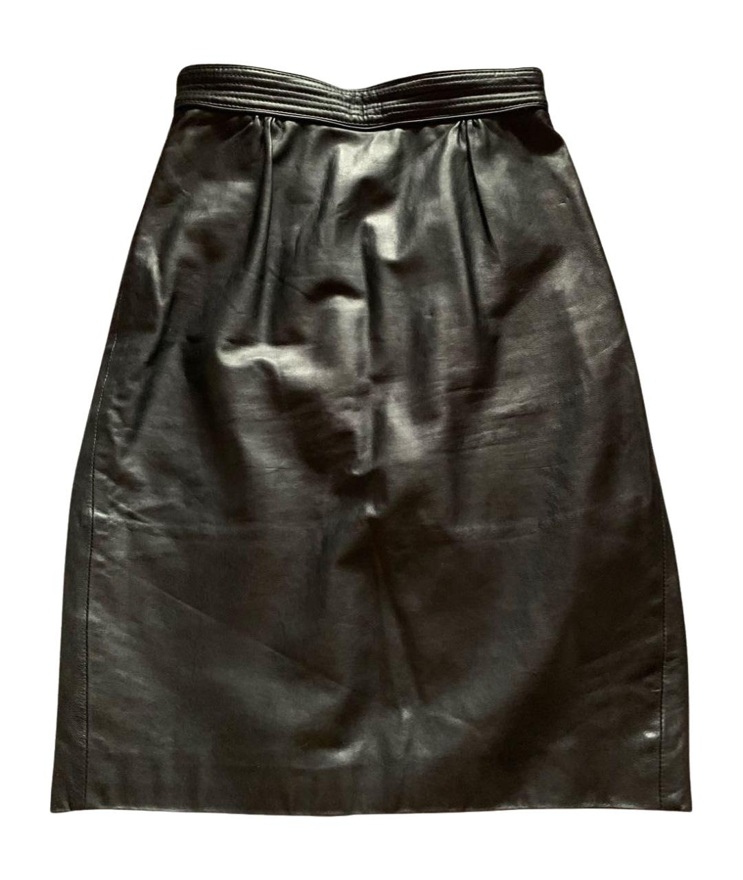 DSQUARED2 Черная кожаная юбка миди, фото 1