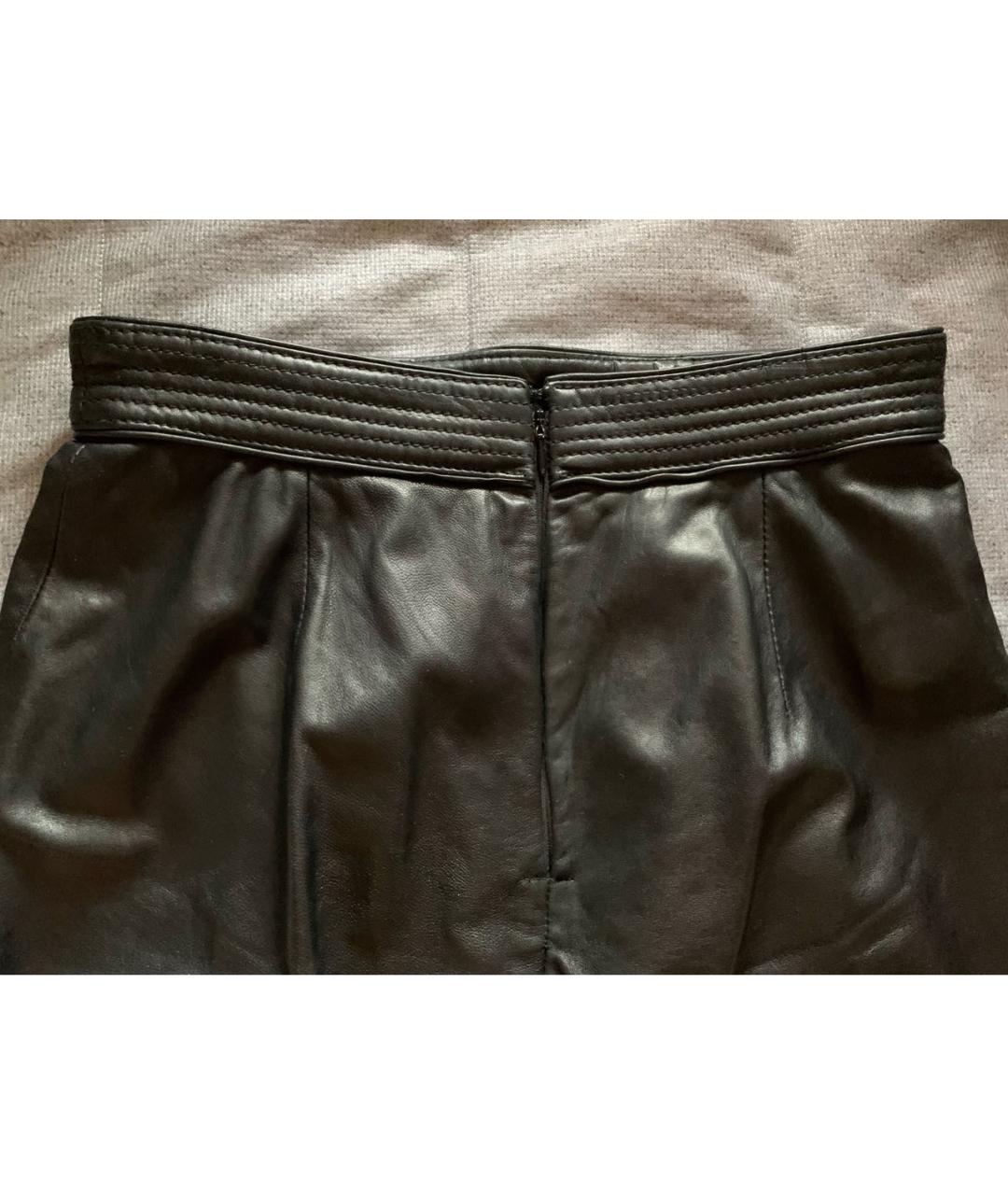 DSQUARED2 Черная кожаная юбка миди, фото 5