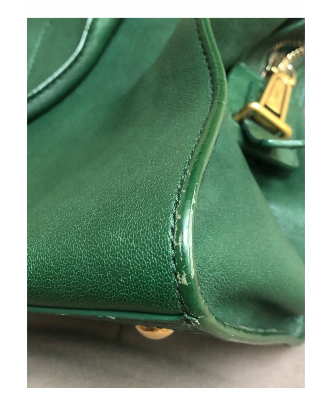 YVES SAINT LAURENT VINTAGE Зеленая кожаная сумка тоут, фото 7