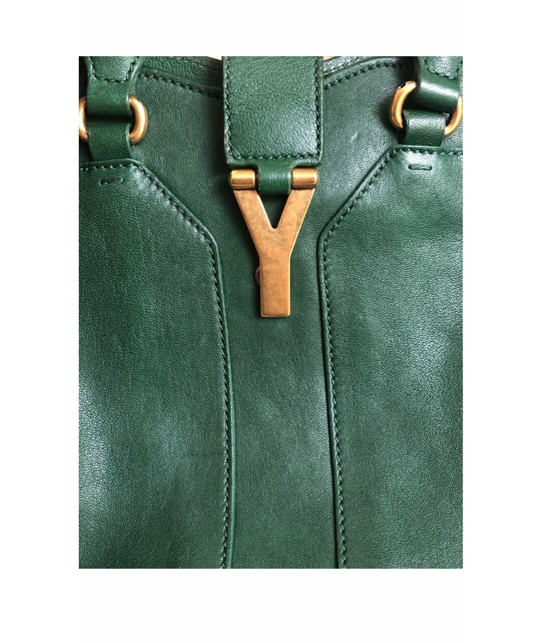 YVES SAINT LAURENT VINTAGE Зеленая кожаная сумка тоут, фото 6