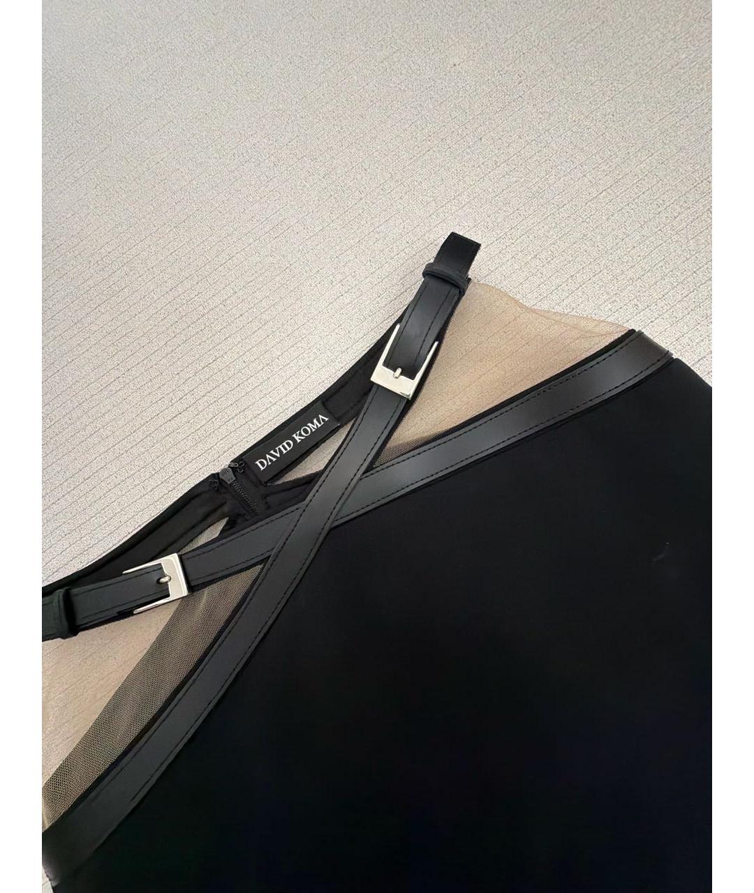 DAVID KOMA Черная ацетатная юбка мини, фото 4