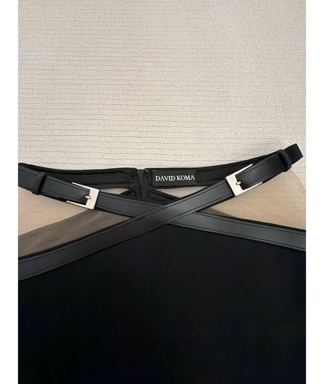 DAVID KOMA Черная ацетатная юбка мини, фото 3