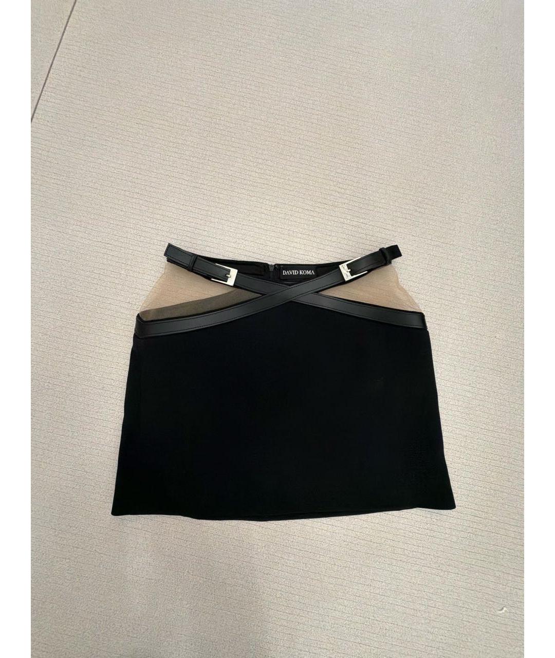 DAVID KOMA Черная ацетатная юбка мини, фото 6