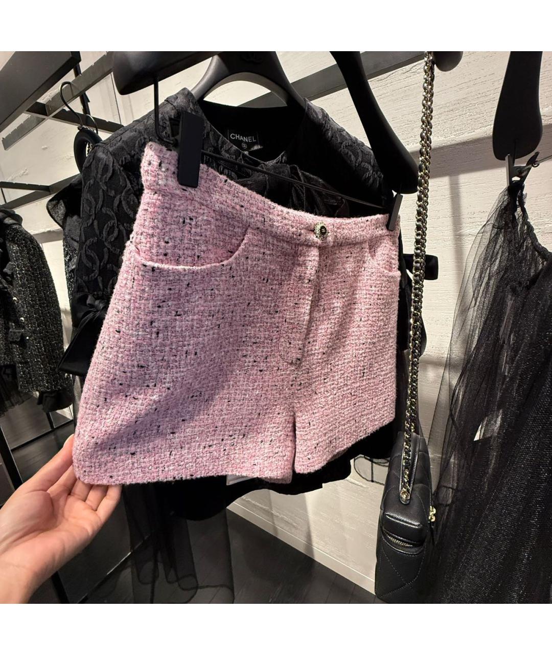 CHANEL Розовые шерстяные шорты, фото 2