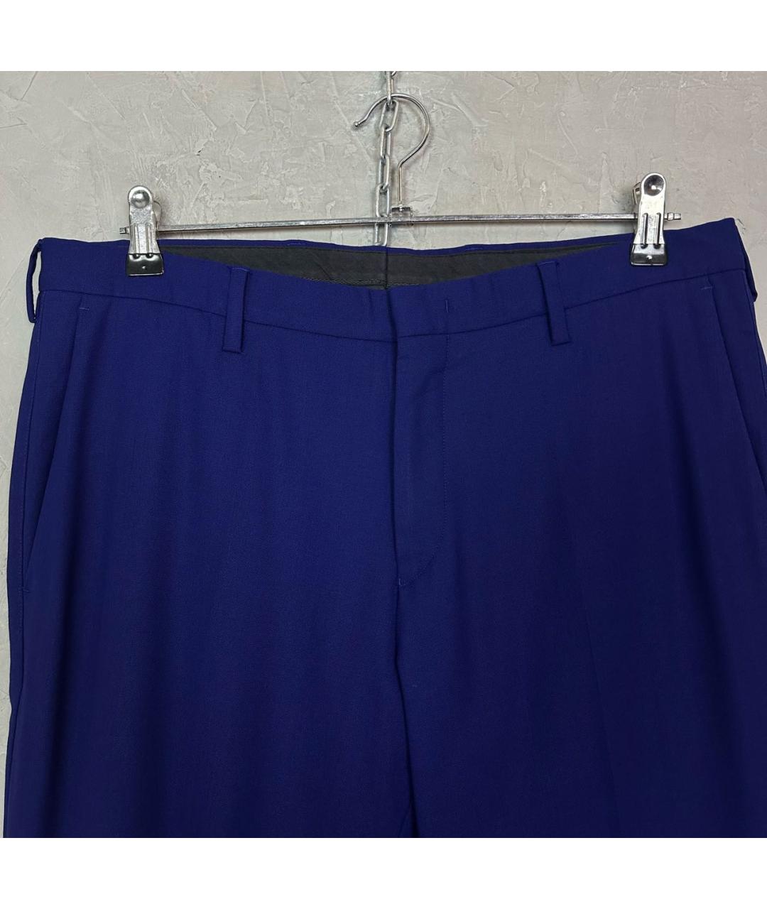 PAUL SMITH Темно-синие шерстяные классические брюки, фото 4
