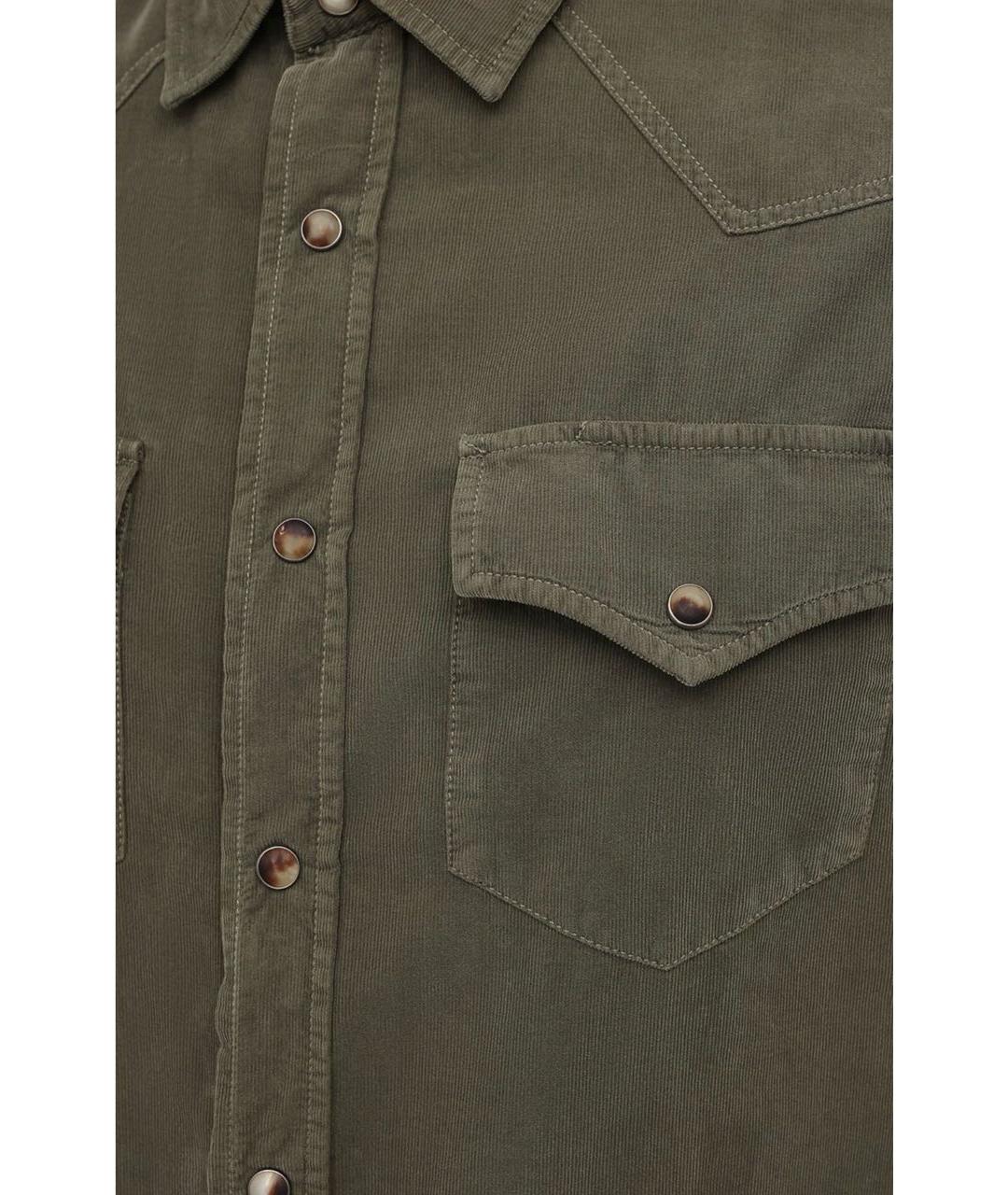 BRUNELLO CUCINELLI Хаки хлопковая кэжуал рубашка, фото 2
