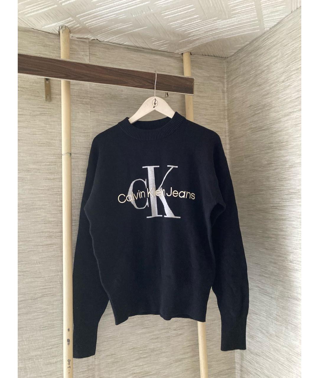 CALVIN KLEIN Черный хлопковый джемпер / свитер, фото 5