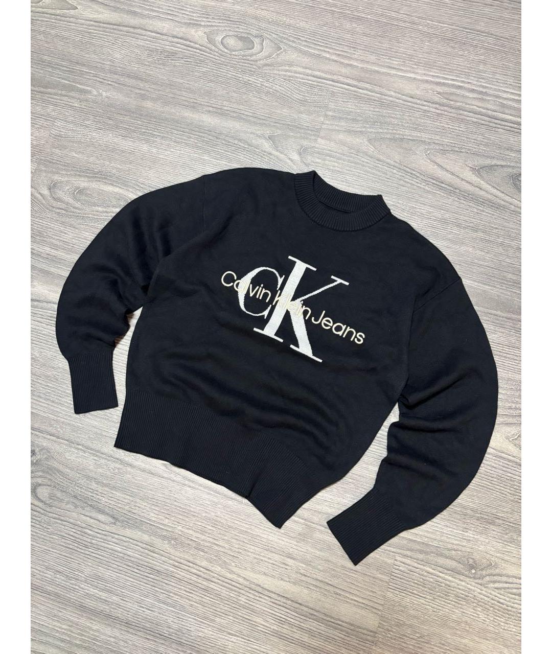 CALVIN KLEIN Черный хлопковый джемпер / свитер, фото 2