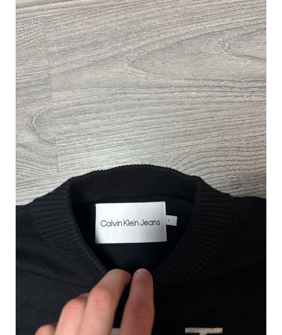 CALVIN KLEIN Черный хлопковый джемпер / свитер, фото 3