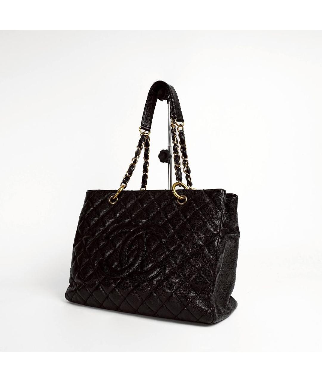 CHANEL Черная кожаная сумка тоут, фото 6