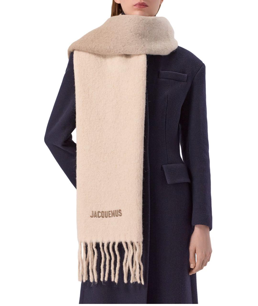 JACQUEMUS Бежевый шерстяной шарф, фото 2