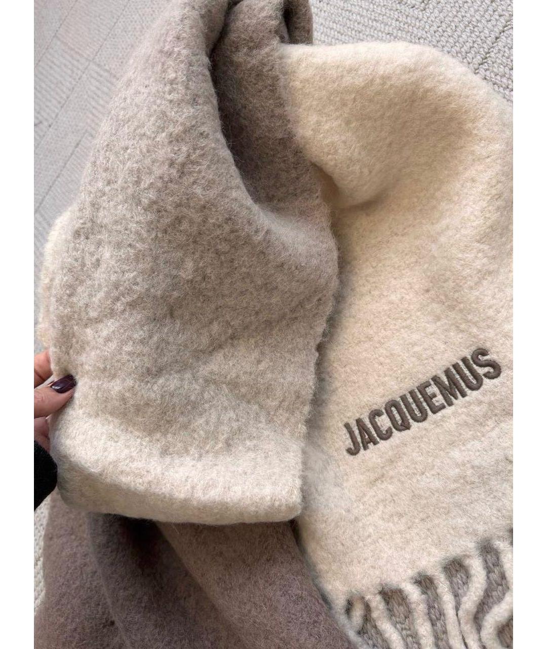 JACQUEMUS Бежевый шерстяной шарф, фото 3
