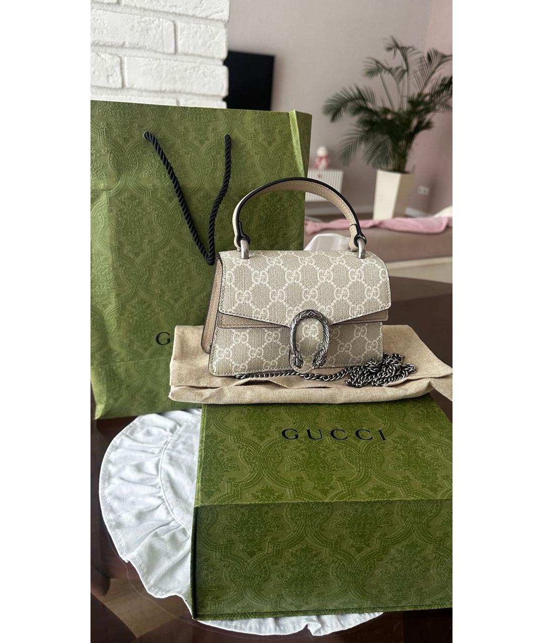 GUCCI Бежевая тканевая сумка через плечо, фото 2