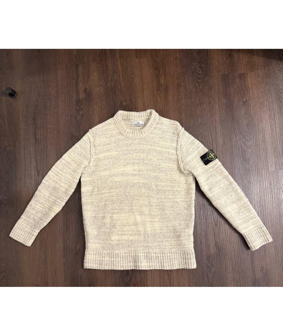 STONE ISLAND Бежевый шерстяной джемпер / свитер, фото 6