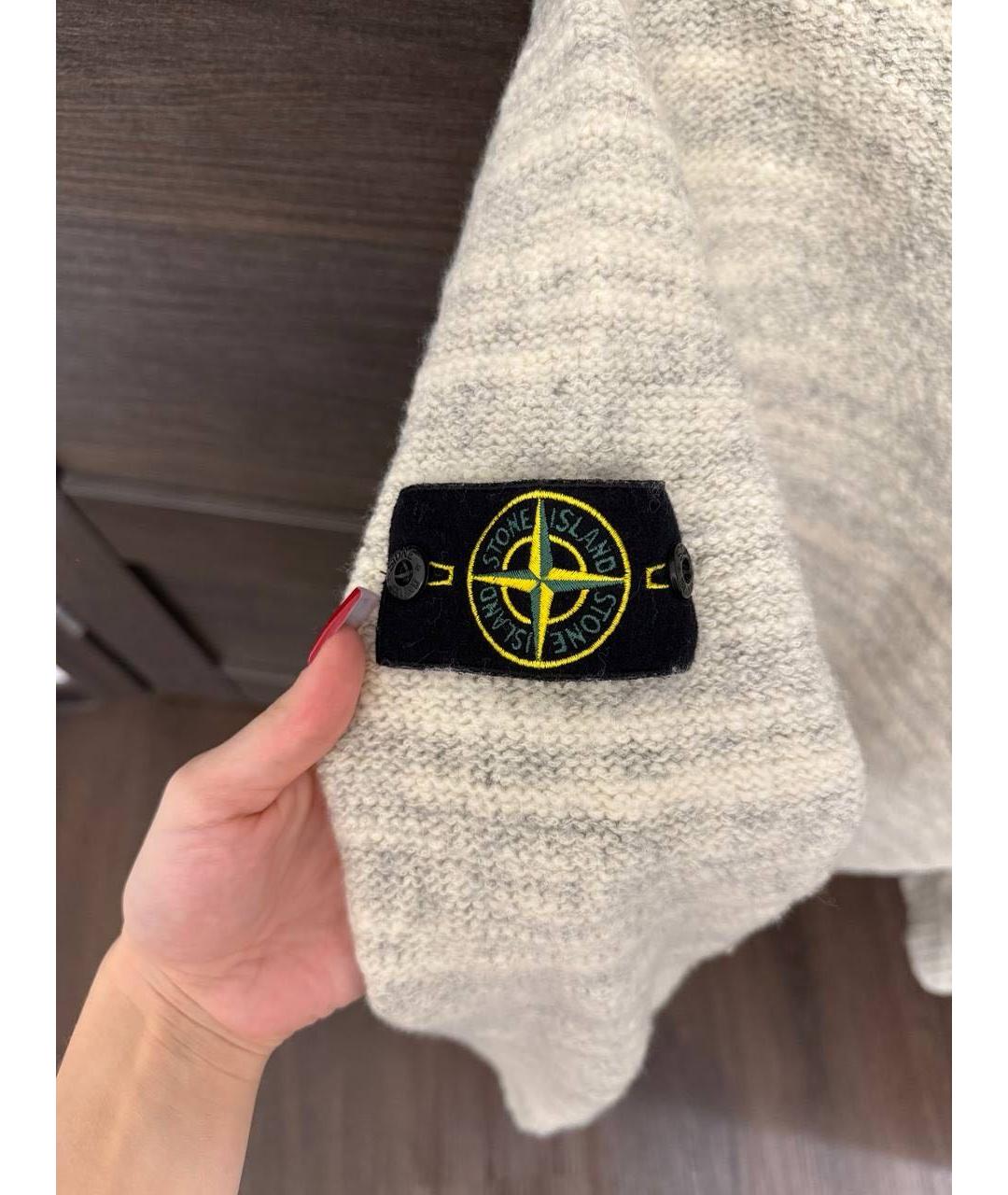 STONE ISLAND Бежевый шерстяной джемпер / свитер, фото 3