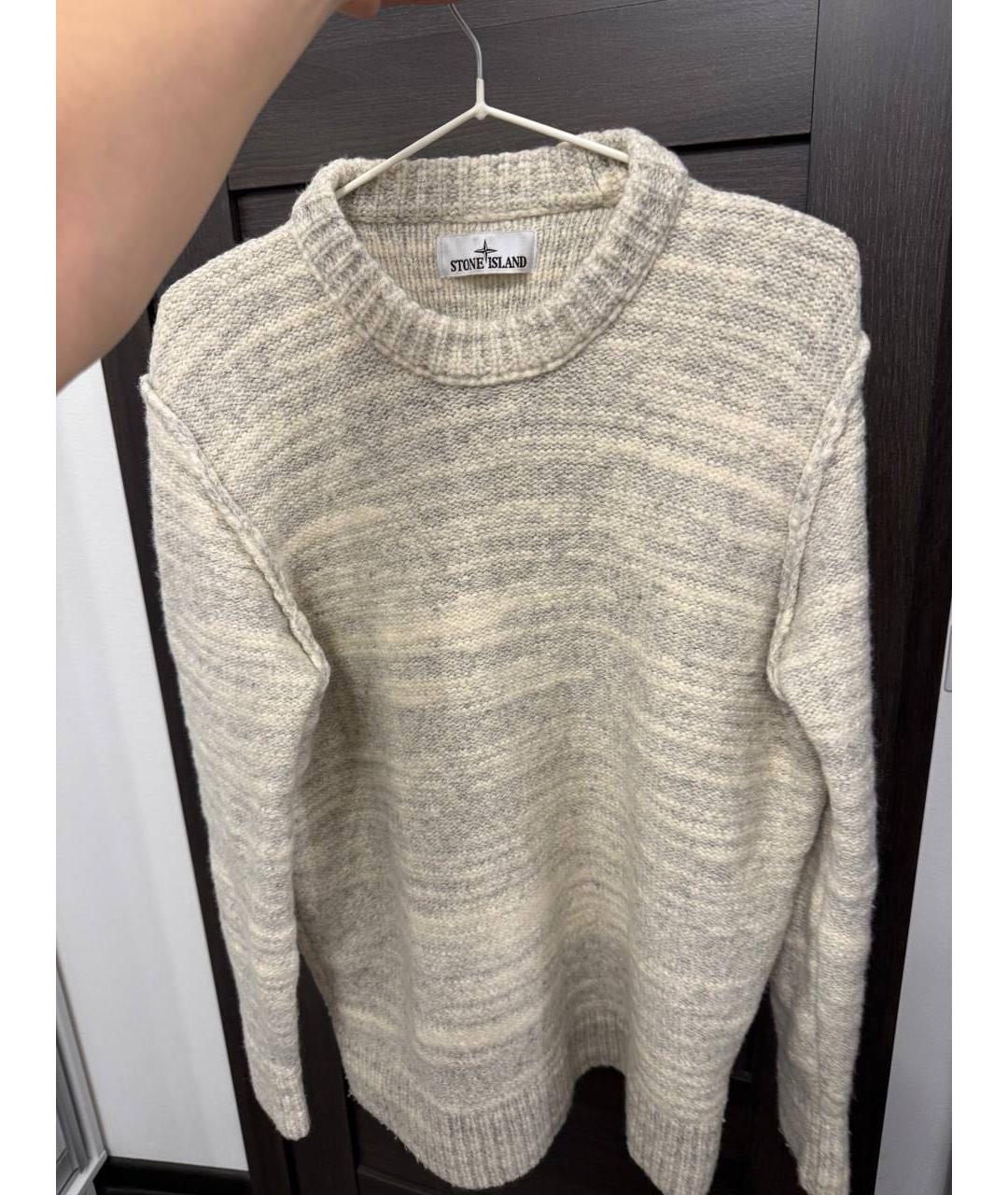 STONE ISLAND Бежевый шерстяной джемпер / свитер, фото 2