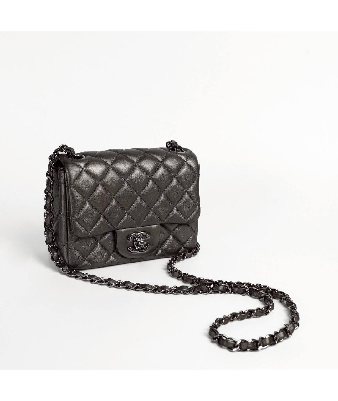 CHANEL Серебряная кожаная сумка через плечо, фото 6