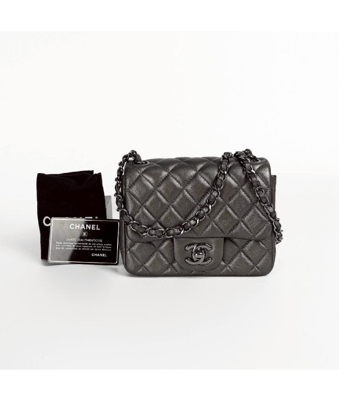 CHANEL Серебряная кожаная сумка через плечо, фото 2