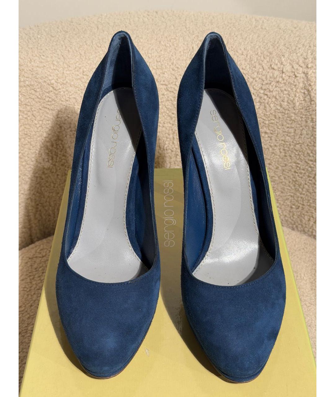 SERGIO ROSSI Темно-синие замшевые туфли, фото 2