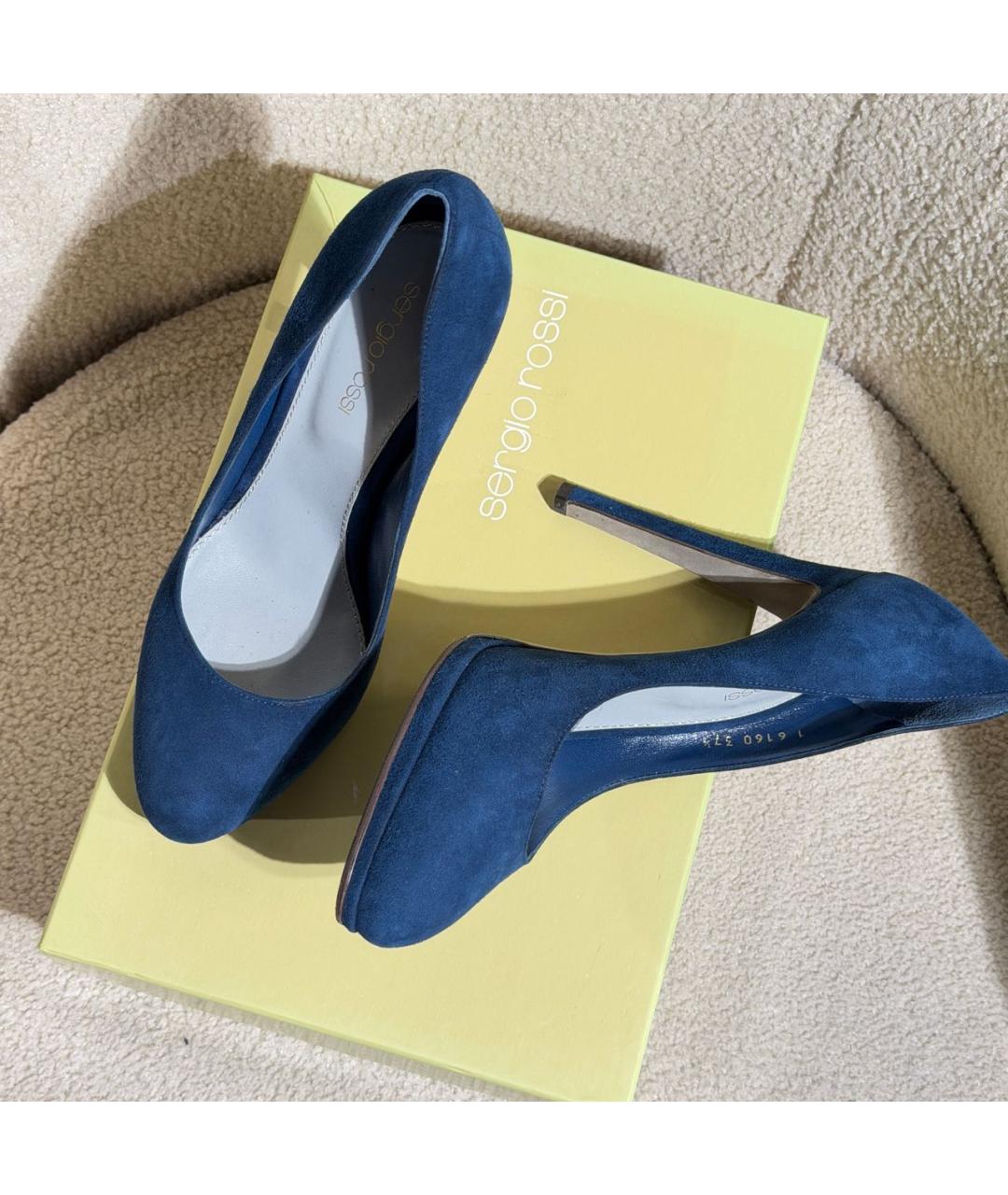 SERGIO ROSSI Темно-синие замшевые туфли, фото 7