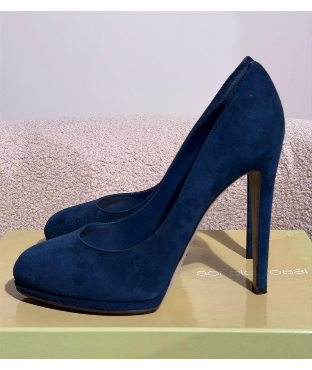 SERGIO ROSSI Темно-синие замшевые туфли, фото 5