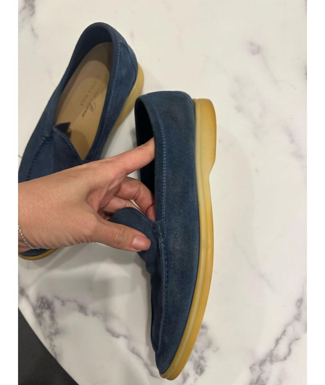 LORO PIANA Синие замшевые лоферы, фото 6