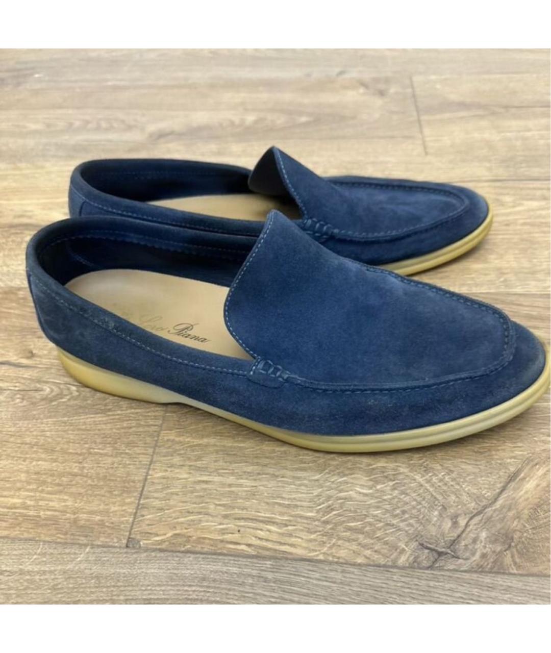 LORO PIANA Синие замшевые лоферы, фото 9