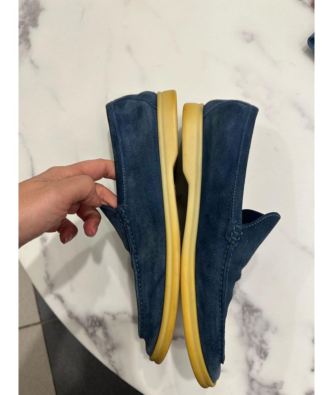 LORO PIANA Синие замшевые лоферы, фото 4