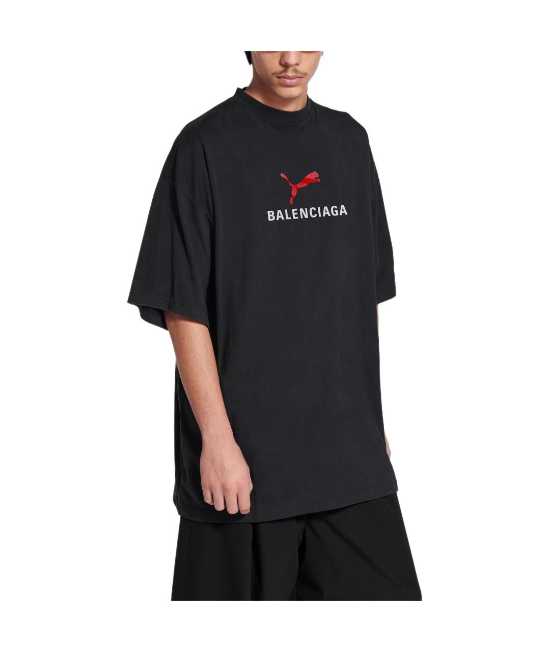 BALENCIAGA Черная хлопковая футболка, фото 3